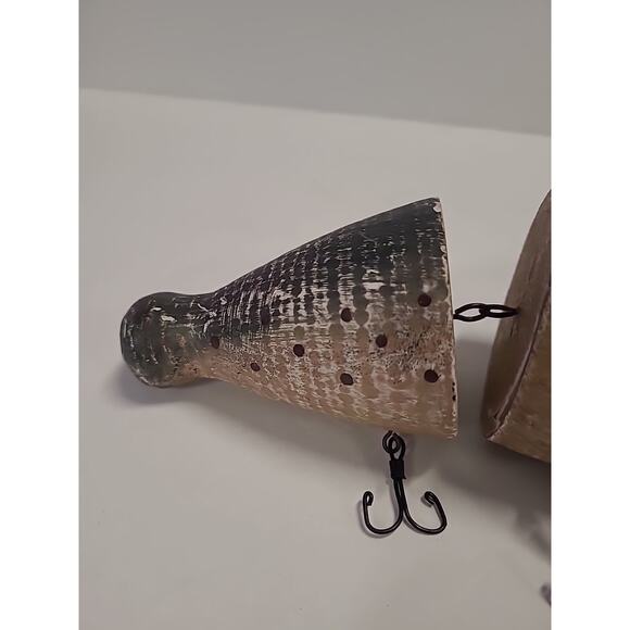 Wooden Jointed Fishing Lure Replica Display Home Decor 8" Green Taupe - Picture 4 of 11